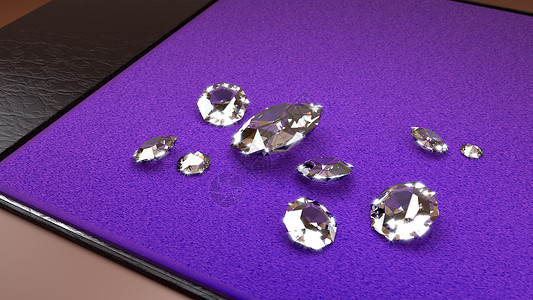 南非钻石紫色托盘上的大钻石背景