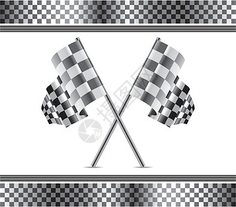 大奖赛矢量赛车背景和旗帜插画