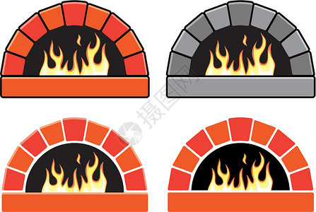 燃烧着火的矢量片盒式烤炉背景图片