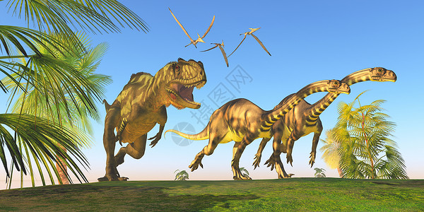 捕猎长天龙恐龙背景图片