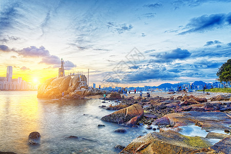 香港日落地标看守所半岛海滩信号水湾遗产导航市中心安全背景图片