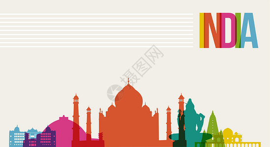 印度孟买市印度旅游印度目的地标志性地标天线背景插画