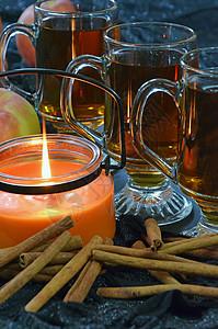 万圣万圣节晚会乐趣蜡烛黑色邀请函肉桂派对橙子背景图片