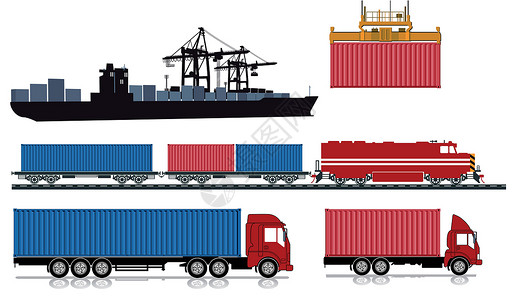 集装箱船运集装箱的装载和发送设计图片