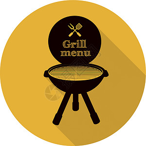 烧烤炉餐厅邀请函野餐影子菜单烧烤烹饪派对食物插图背景图片