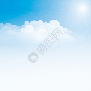 高积云蓝天空背景环境自由天空色彩天堂蓝色柔软度阳光场景季节插画
