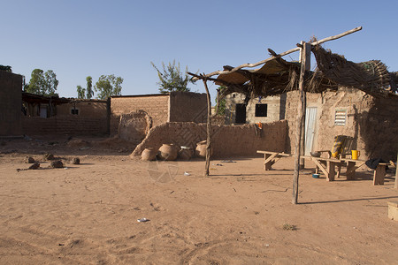 布基纳法索非洲村传统房屋农场谷仓建筑学贫困小屋村庄背景