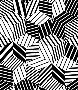 3D立方体线无缝模式 黑色和白色矢量背景蜂窝六边形三角形包装艺术几何学长方形几何盒子条纹背景图片