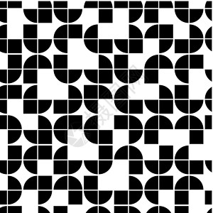扇形图案黑色和白色几何无缝图案 对比方平方插画
