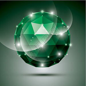 摘要 3D 具有宝石效应 绿球的黄月盛会球背景图片