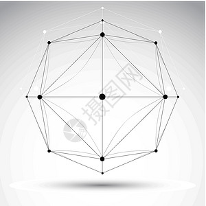 3D电线框架物体 矢量说明 圆形背景图片