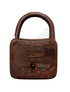 旧老生锈的锁锁挂锁钥匙白色安全锁孔金属背景图片