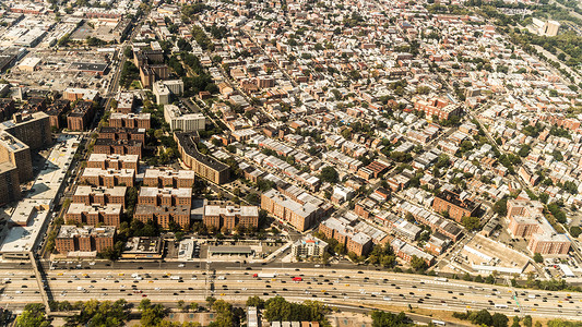 纽约皇后区空中观察 纽约市中心建筑学景观天际建筑文明城市背景图片