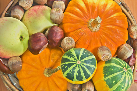 秋秋蔬菜背景季节性农场食物叶子感恩南瓜花园坚果桌子背景图片