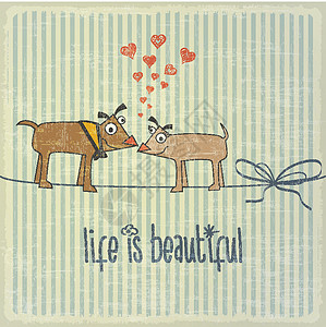 爱狗主义用一对快乐的狗在爱情中的反向插图 和“Li”设计图片