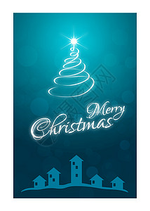圣诞卡模板雪花贺卡房子插图火花卡片背景图片