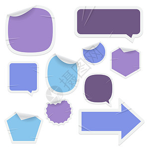 标签和贴纸紫色蓝色徽章白色背景图片