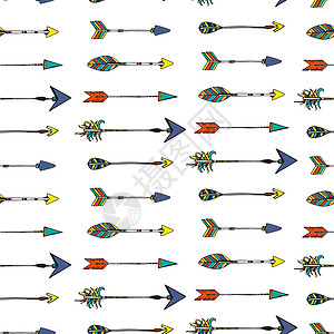 族裔模式织物手绘文化装饰品包装民族涂鸦插图箭头部落背景图片