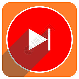 孤立的下一个红平方图标网络平面图标音乐播放器控制按钮玩家音乐商业电视红色背景图片
