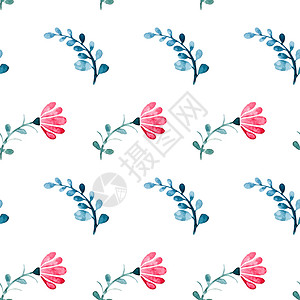 无水彩色无缝模式植物织物墙纸水彩绘画花朵插图艺术包装花香背景图片