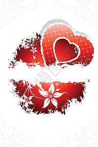 情人节的背景背景红色叶子卡片白色艺术插图标签背景图片