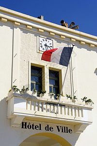 法国城镇的市政厅外墙高清图片