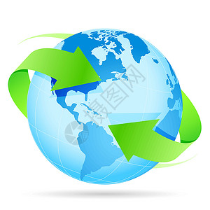图标地球箭网络技术绿色运输平面概念回收蓝色行星环境背景图片