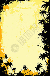 热带热带框架黑色棕榈橙子广告插图背景图片