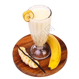 香草奶昔美味的香蕉奶昔牛奶木板桌子甜点奶油香草食物水果饮料营养背景