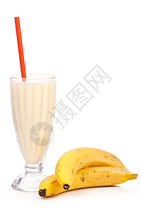 美味的香蕉奶昔奶制品奶油甜点食物香草牛奶饮料水果管子饮食背景图片
