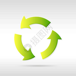 矢量再循环图标回收坡度生态圆圈箭头技术绿色阴影背景图片