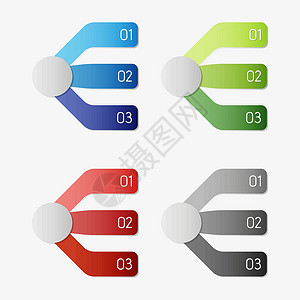 矢量信息图模板蓝色白色圆圈数字坡度灰色框架绿色阴影红色背景图片
