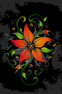 Grunge 花层背景叶子印迹矢量样式创造力绿色植物群黑色曲线艺术品背景图片