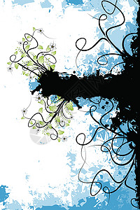 Grunge 花层背景插图漩涡叶子曲线植物滚动背景图片
