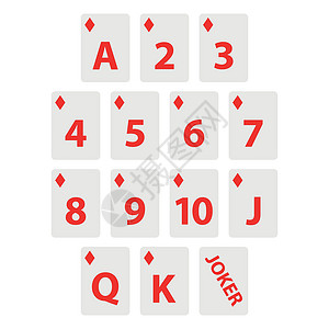 矢量小游戏卡小丑红色白色女王国王数字游戏钻石设计图片