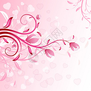情人节的背景背景滚动情人叶子粉色花朵插图背景图片