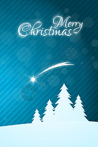 圣诞贺卡与星相伴快乐蓝色插图星星爬坡火花卡片背景图片
