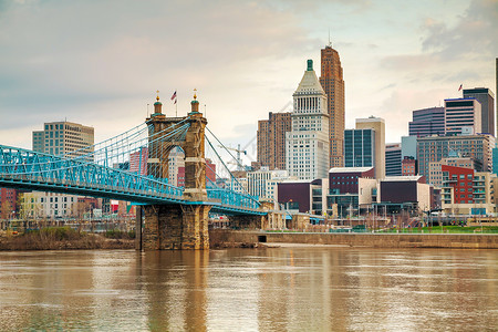 俄亥俄河天际线城市景观高清图片