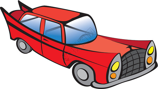 莫比尔红色旧车汽车运输古董老爷车维修奢华驾驶插图历史性旅行插画