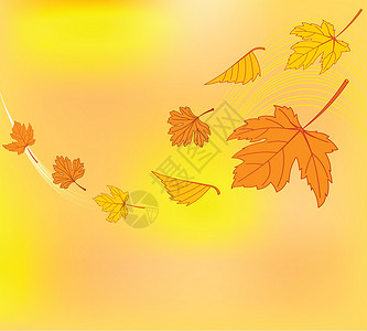 秋季旋转标语夹子卡通片落叶邀请函艺术传单树叶漩涡橙子背景图片