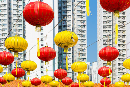 红中国灯笼在中汉庙宗教财富月球艺术节日红色文化运气风格装饰品背景图片