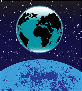 地球升起艺术品月亮艺术插图绘画星星背景图片