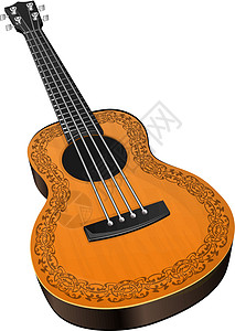 Ukulele 带有花岗边疆界细绳音乐会吉他音乐插图边界乐器背景图片