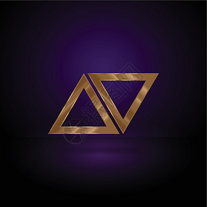 金色金属符号金子三角形几何学紫色背景图片