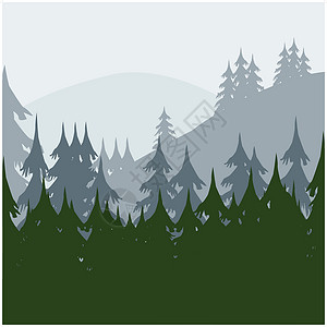 上午木柴树木电脑土地森林天空地平线插图环境针叶绿色背景图片