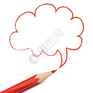 用铅笔画的红色气泡草图白色标签横幅空白公告铅笔背景图片