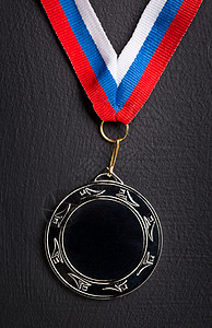 金属彩带三色彩带金属奖牌空白红色运动竞赛徽章报酬黑色圆形荣誉胜利背景