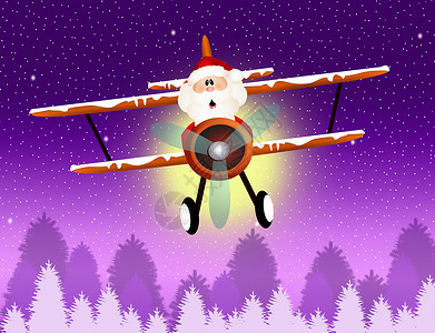圣诞老人开飞机圣诞老人在飞机上雪人雪花景观卡通片庆典新年黑鬼插图明信片闲暇背景