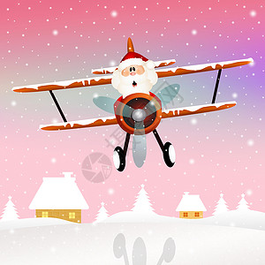 圣诞老人开飞机圣诞老人在飞机上新年闲暇庆典雪人雪花礼物景观明信片黑鬼卡通片背景