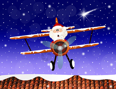 圣诞老人开飞机萨那在飞机上背景